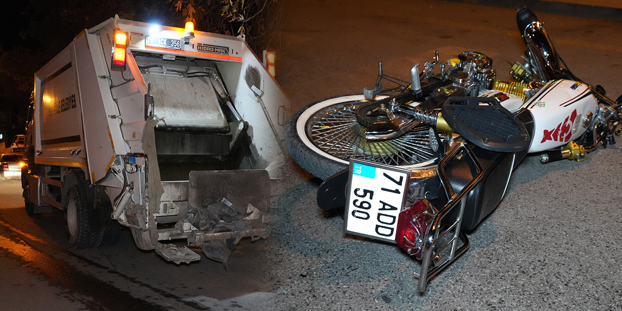 Kırıkkale'de kırmızı ışıkta geçen motosiklet çöp kamyonuna çarptı