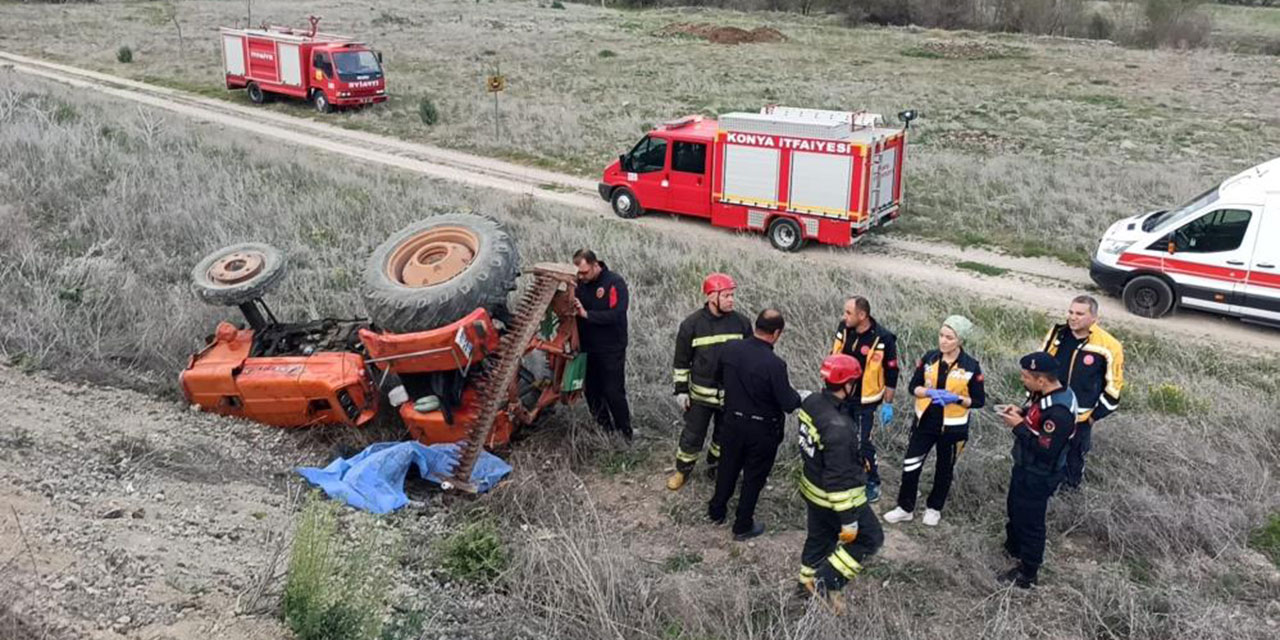 Şarampole devrilen traktörün altında kalan sürücü hayatını kaybetti