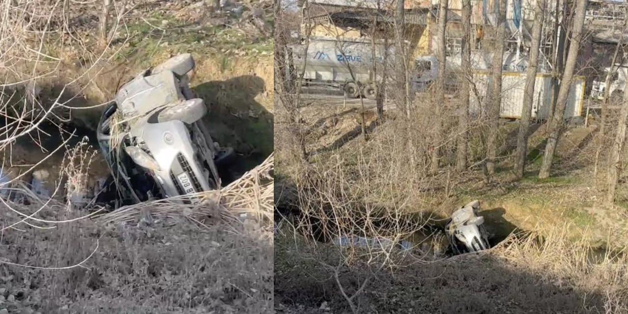 Dereye uçan otomobilin sürücüsü yaralandı