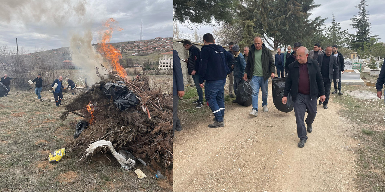 Kırıkkale’nin ilçesi Keskin’de temizlik seferberliği başlatıldı: Mezarlık çevreleri tertemiz edildi