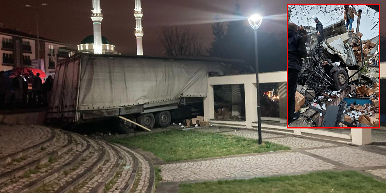 Ankara'da freni boşalan tır parka daldı: 1 ölü