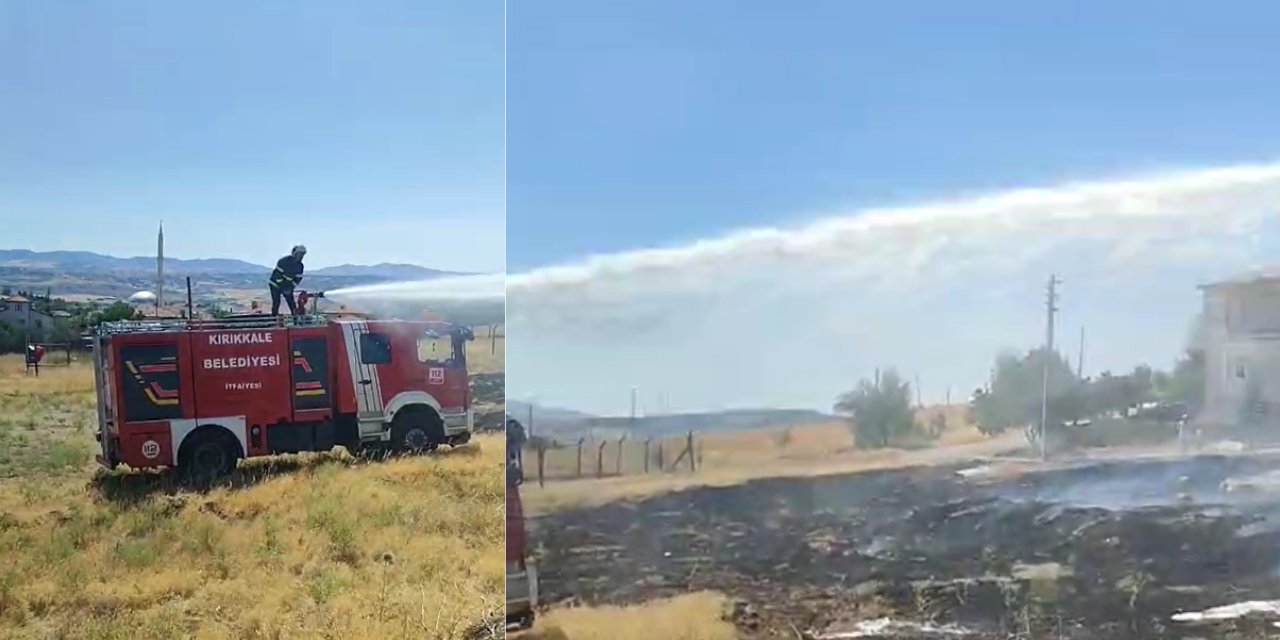 Kırıkkale'de arazi yangını paniğe yol açtı! Evlere metreler kalmıştı