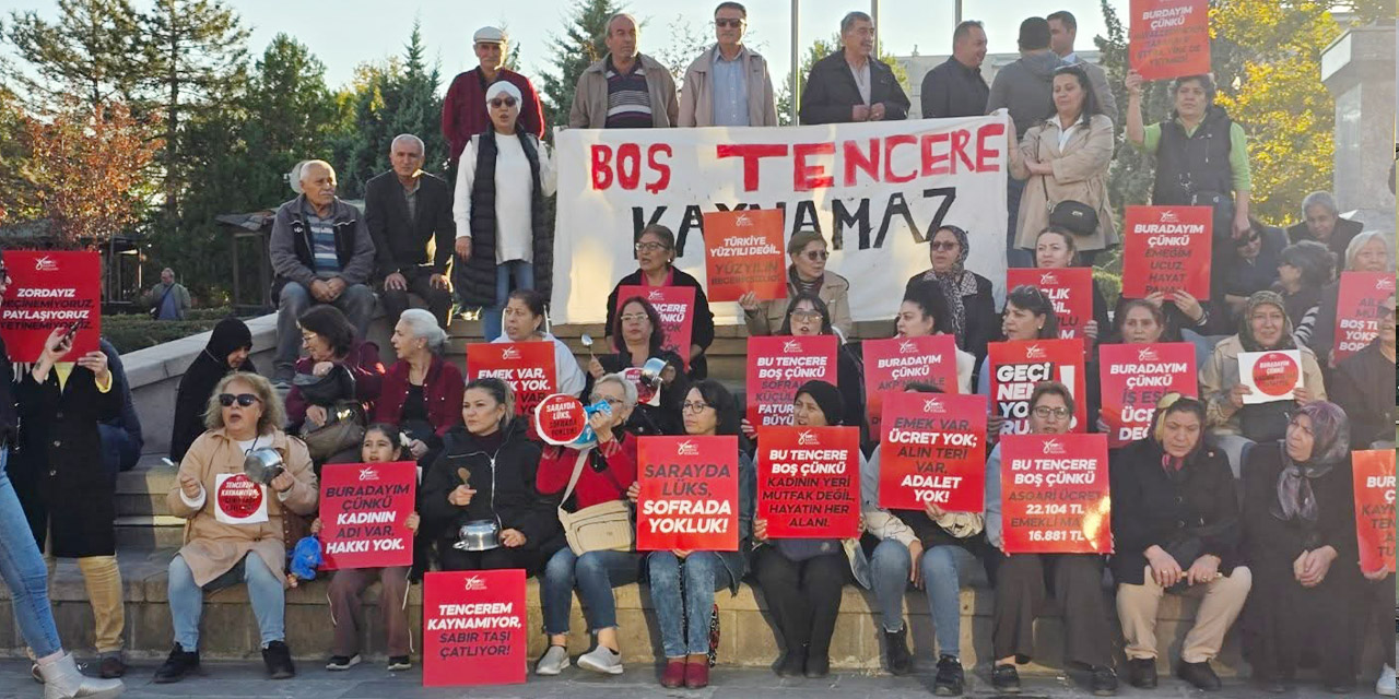 Kırıkkale'de kadınlar boş tencere ile geçim derdi için yürüdü