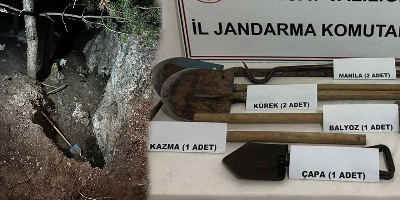 Kaçak kazı yapan baba oğul suçüstü yakalandı