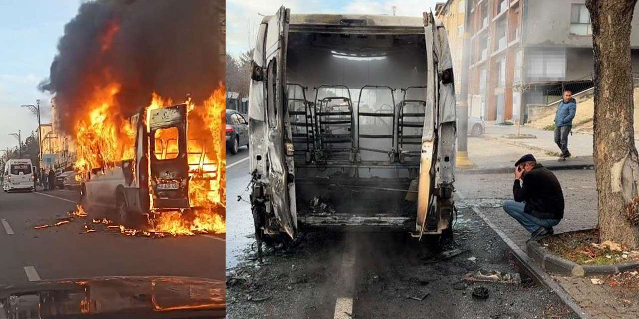 Okul servisi küle döndü, sürücüsü çaresizce izledi