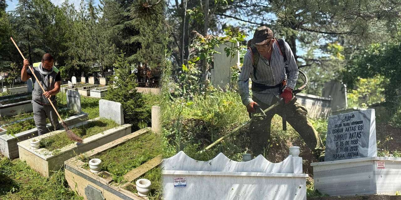Bayram öncesi hummalı çalışma: Kırıkkale’de kabristanlar temizleniyor