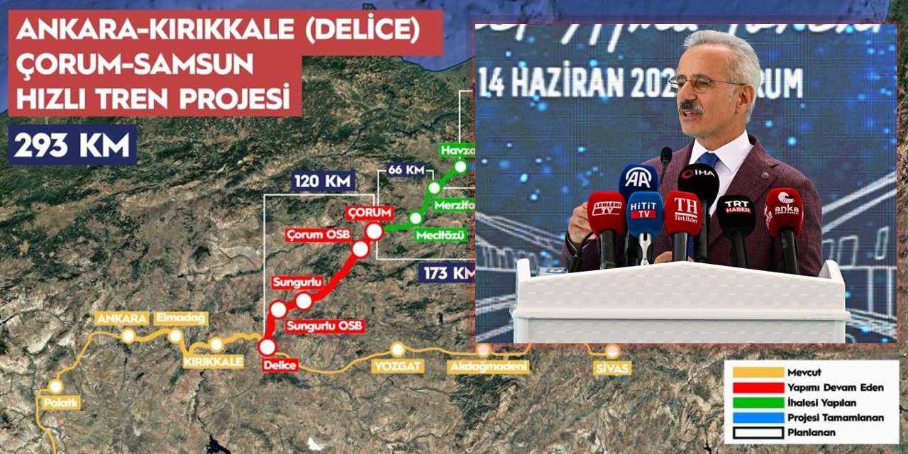Ankara-Kırıkkale (Delice)-Samsun Hızlı Tren hattı Çorum-Havza kesiminin ihalesi yapıldı