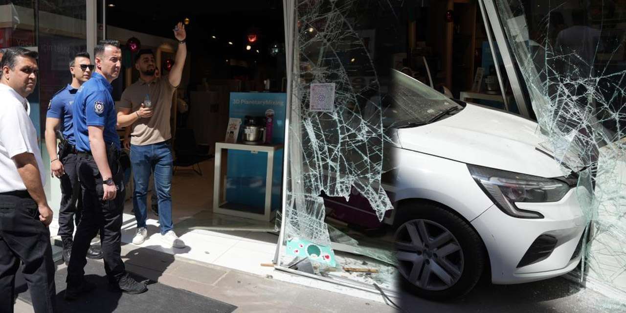 Fren yerine gaza basınca kaza kaçınılmaz oldu: Kırıkkale'de otomobiliyle iş yerine daldı