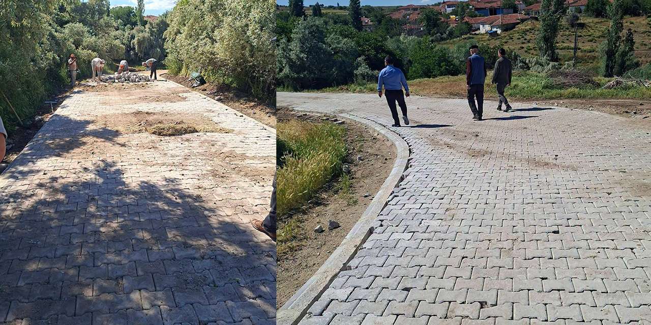 Armutlu köyünde kilit parke mesaisi başladı: İl Genel Meclis Üyesi İçkedal çalışmaları yerinde inceledi