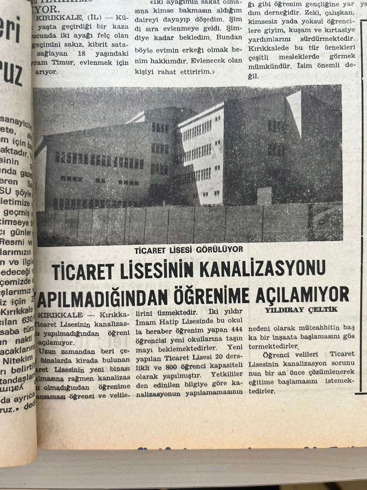 tarihi-gazete-kupuru-kirikkale-okul-altyapisi-1983
